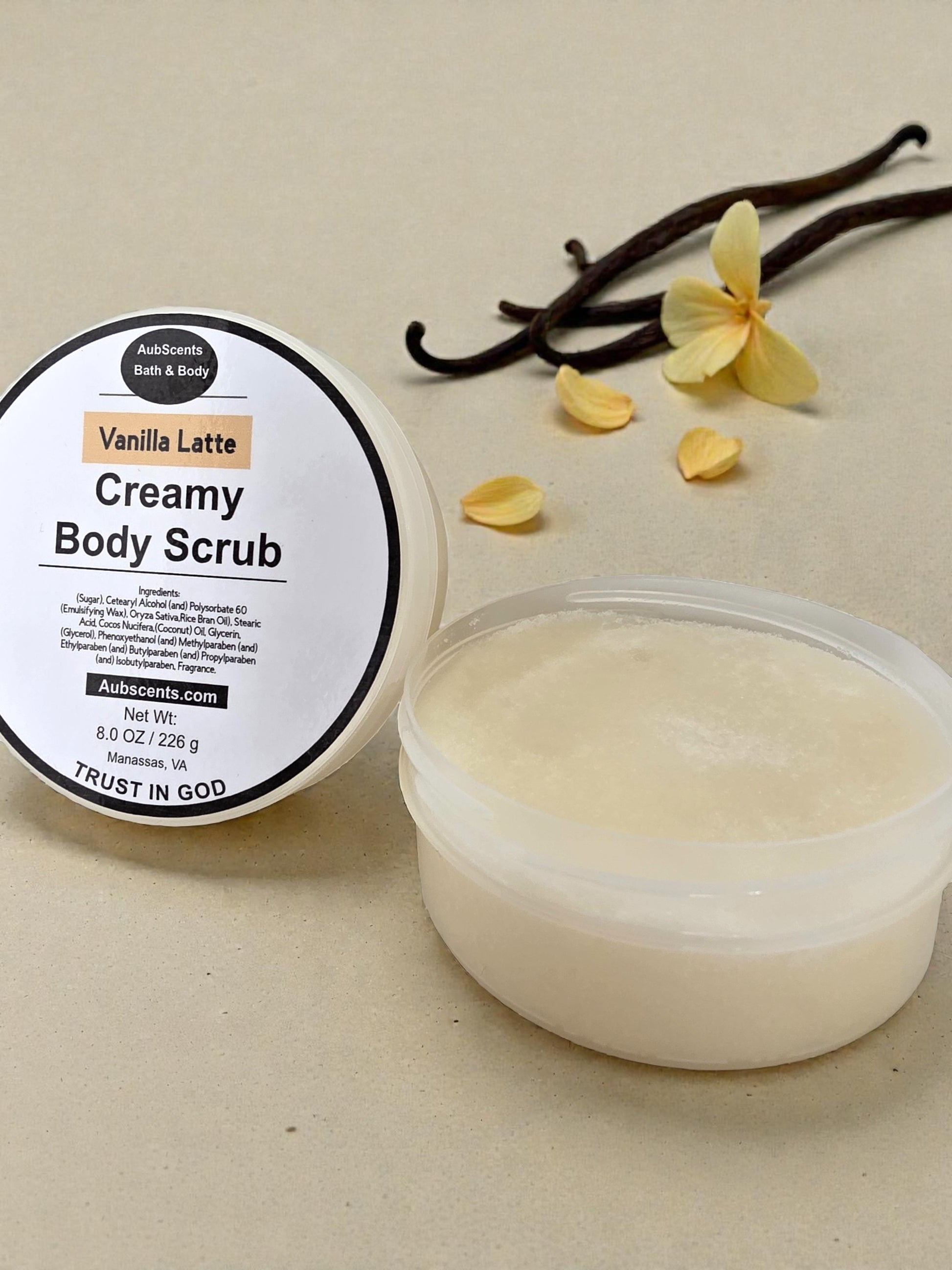 Creamy vanilla body scrub non greasy exfoliating scrub 8 oz