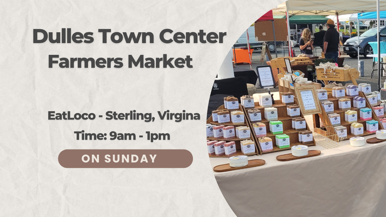 AubScents booth with handmade soaps and shea butter body creams at Virginia farmers market