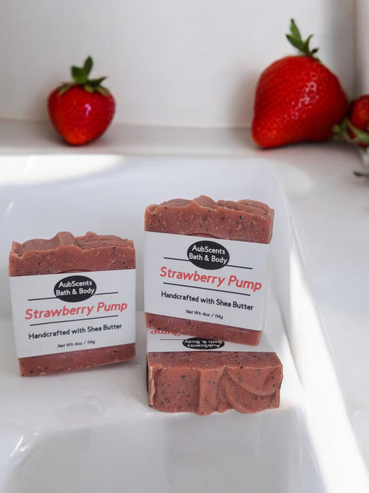 Palm Oil-Free Strawberry Soap with Exfoliating Poppy Seeds – Handmade Luxury Soap