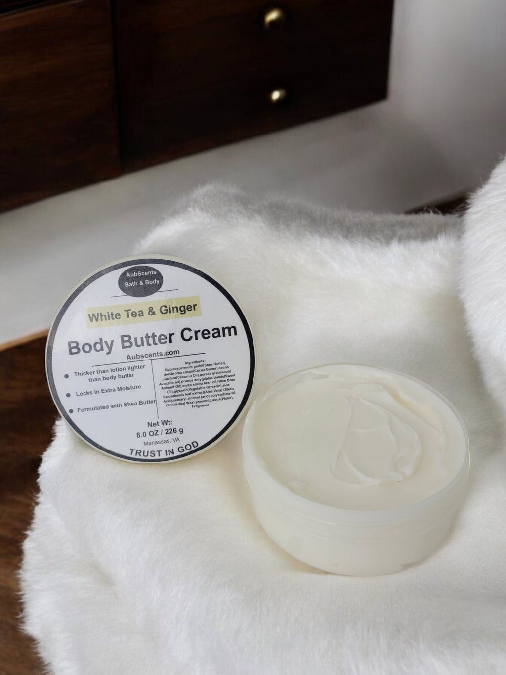 White Tea & Ginger Body Butter Cream Full Size – Handmade, Women-Owned Business, Made in Virginia