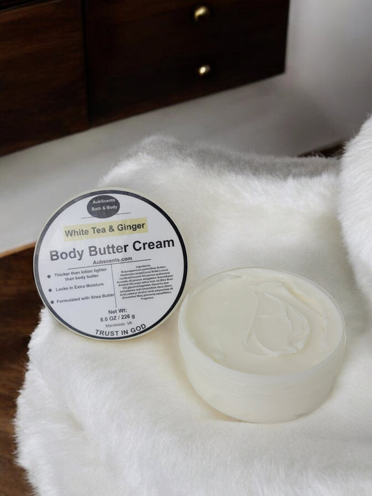 White Tea & Ginger Body Butter Cream Full Size – Handmade, Women-Owned Business, Made in Virginia