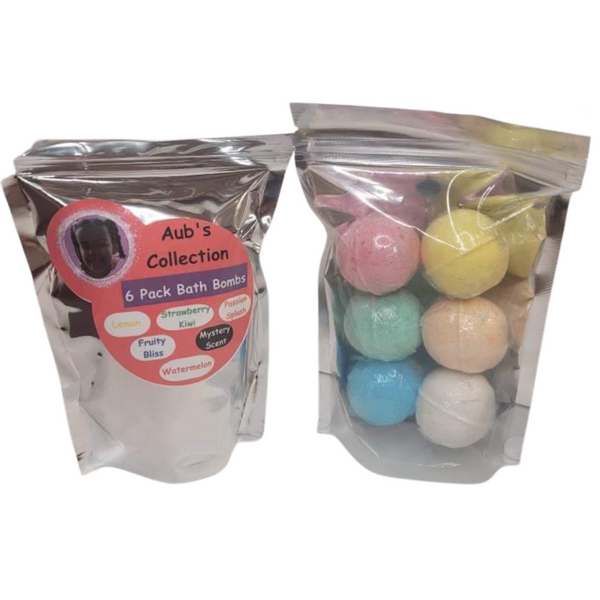 6 pack mini bath bomb set! A perfect way to treat yourself and turn your bathroom into a mini-spa. Pop one in, sit back, and enjoy the fizzy fun! 